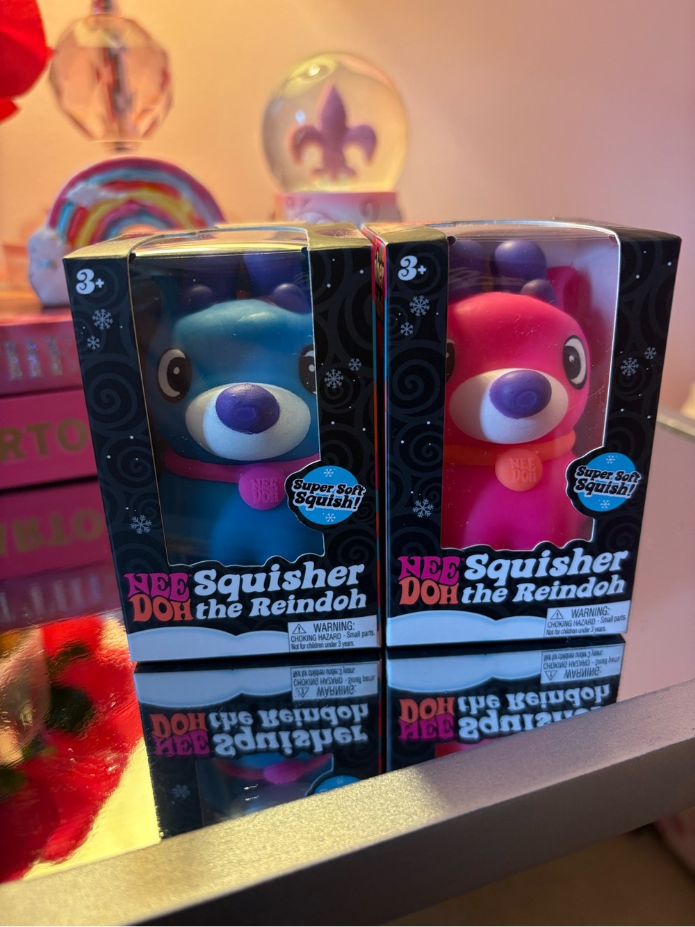 NIB- SET OF 2-NeeDoh Squisher the Reindoh- Blue and Pink